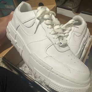 Nike White AF1 Pixel Sneakers